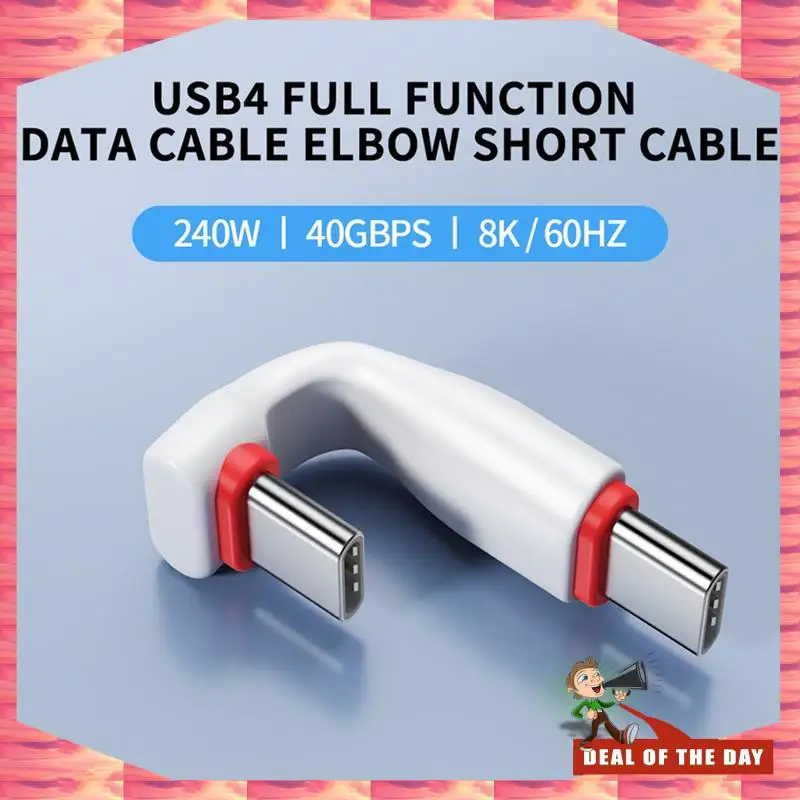 

24-часовая доставка, короткий кабель USB C, 40 Гбит/с, 90 ° Тип C к C PD3.1 240 Вт быстрая зарядка для мобильного телефона ноутбука