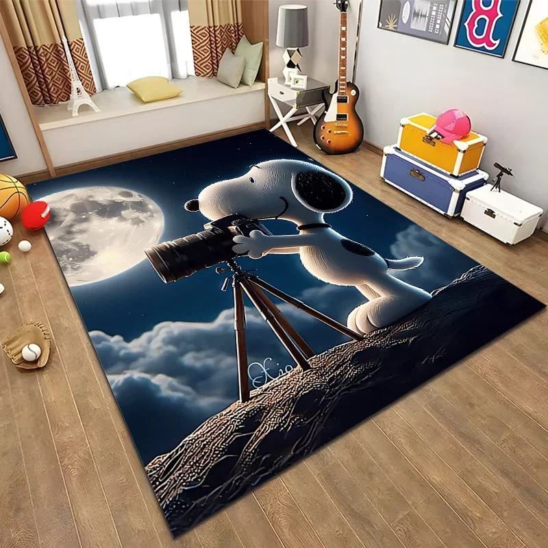 Cartoon Snoopy Dog Area Rug Carpet for Living Room Home Decor Large Area Rug Bedroom Floor Rug Non-slip Easy Washable Mat Gift