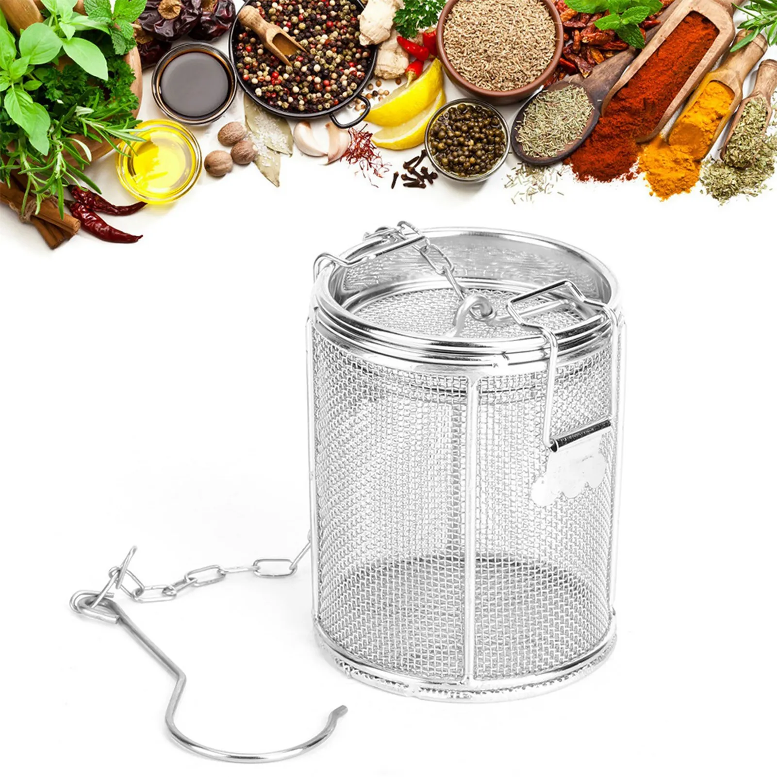 Stainless Steel Tea Ball Strainer Soup Seasonings Seperation Basket Spice Filter 8 x 10cm FiltersStainless