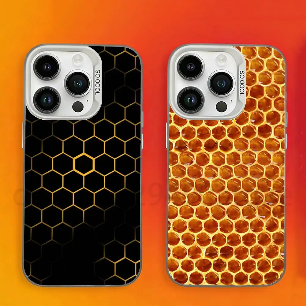 

Honey Bee Honeycomb Phone Case For iPhone 17,16,15,14,13,12,11,Pro,Max,Plus,Mini Candy Matte Shockproof Cover