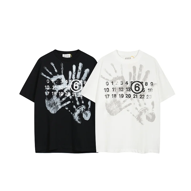 

2024 Best Version 1:1 M Six Numbers Logo Hands Printed Women Men T shirt Tees Hiphop Men Oversized Tops tees