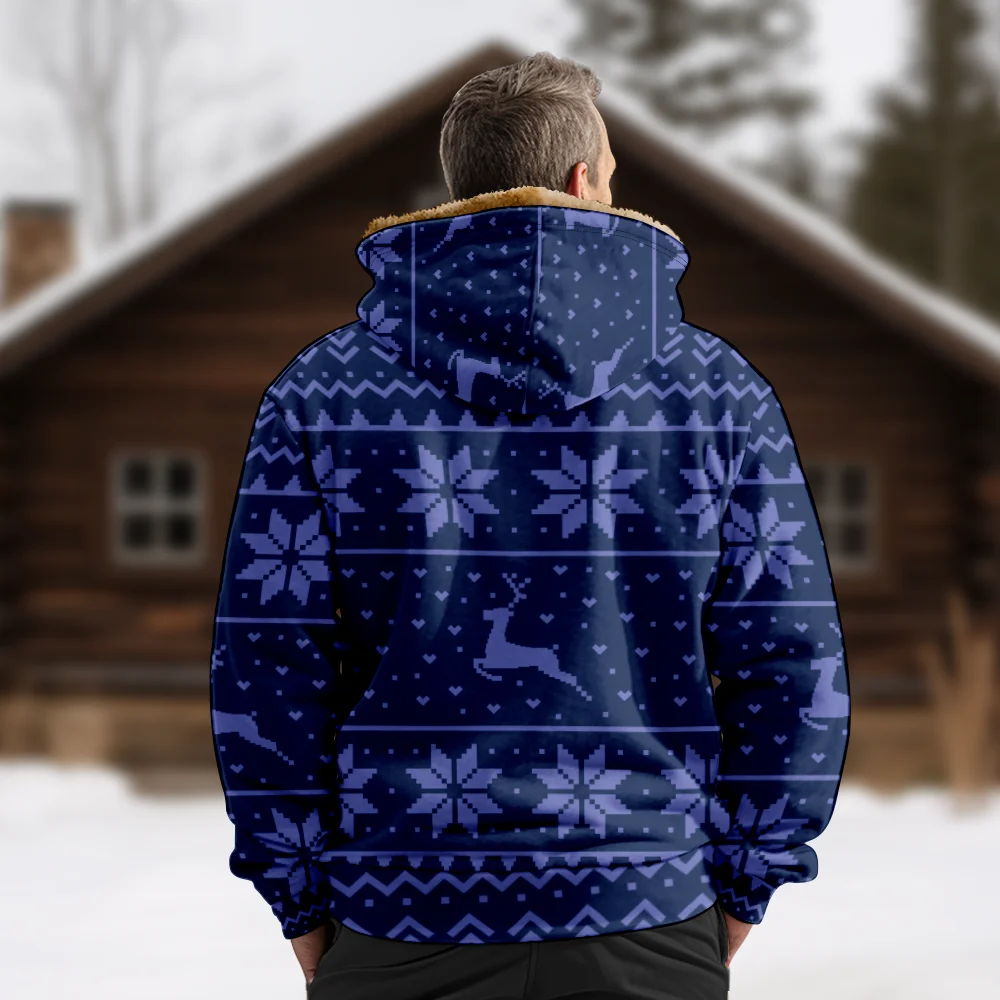 Men's Winter Jackets Coats,Fashion Vintage Snowflake Geometric Pattern Cotton Clothes Overcoat Hooded-collar Vintage Daily