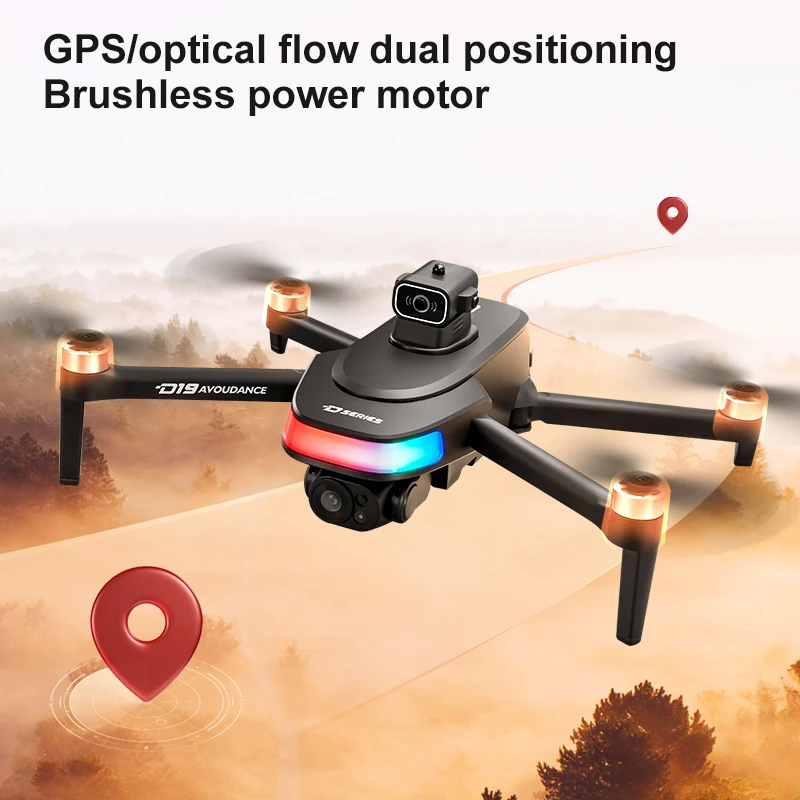 D19 GPS Drone 1080P كاميرا مزدوجة، تجنب العوائق الذكية، محرك بدون فرش، تحوم التدفق البصري، جهاز التحكم عن بعد مع الشاشة #5