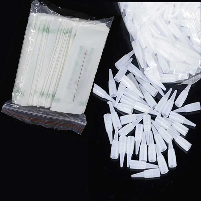 Disposable Permanent Makeup Needles 100pcs 0.35X50MM 1RL/3RL/5RL/5F/7F Tattoo Needles with 100pcs Caps for Tattoo Body Art