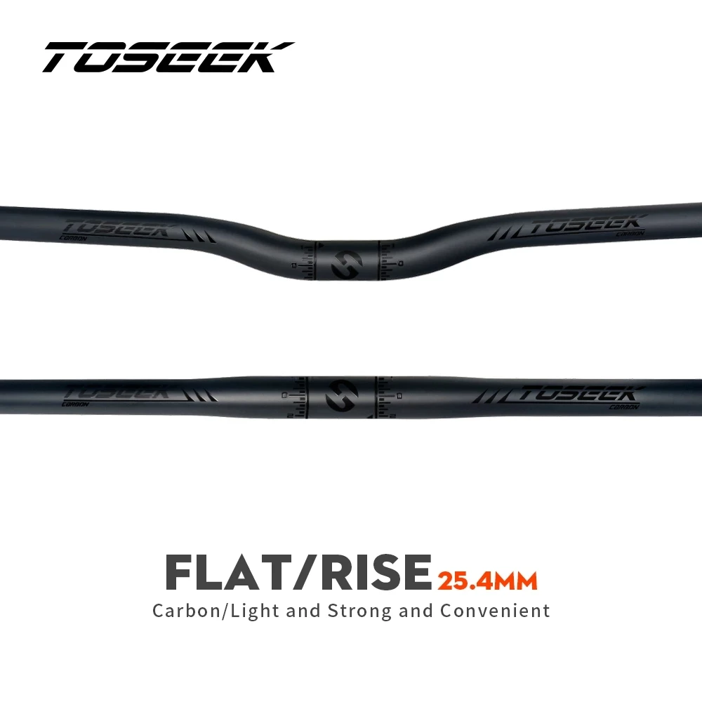 

TOSEEK-Black Matte Carbon Fiber Handlebar, Flat Bar, Rise Handlebar for Mountain Road, Kids Folding Bike, 25.4mm