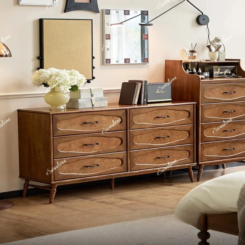 

French Vintage Bedroom Side Cabinet Full Solid Wood Living Room Locker FT