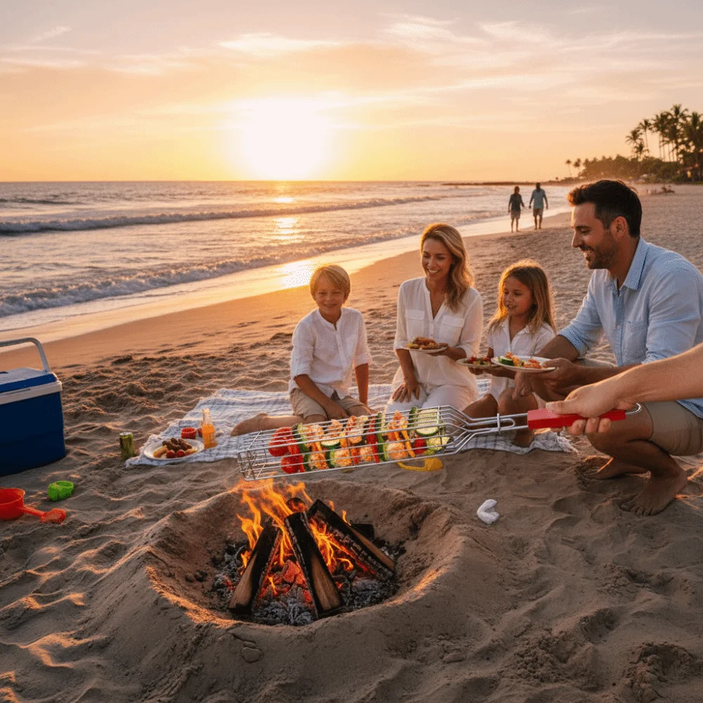 Grillrost mit Holzgriff, Antihaftbeschichteter Tragbarer Grillkorb, Netz-Clip für Würstchen, BBQ-Grillkorb für Picknick und Grillen – Detail 11