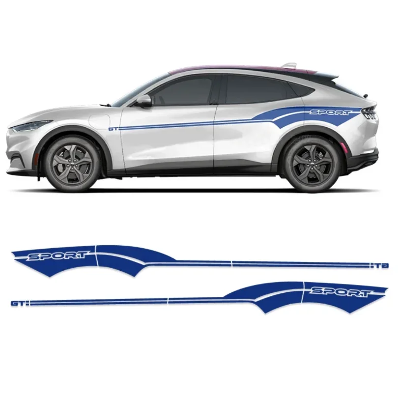 Sport Racing Waist Line Stripes Horse Sticker Wrapping Decal Vinyl Decor Graphics For  Mach 1 Mach-E 2021 2022