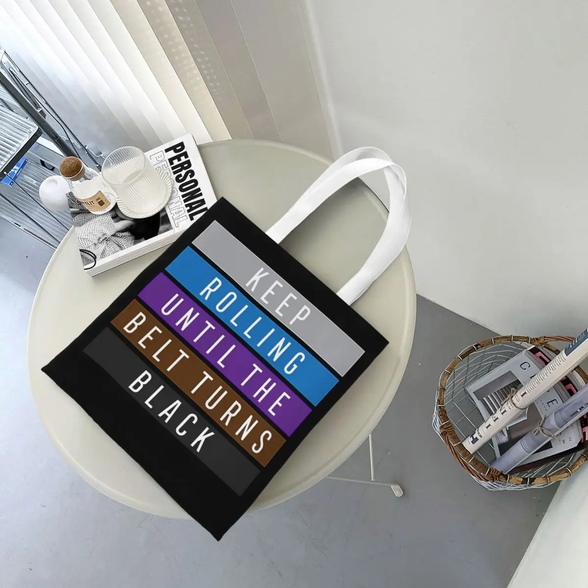 Jiu Jitsu BJJ Keep Rolling Light Shopping Bags Canvas The Tote Bag Reusable for Ladies Shoulder Tote Travel Handbag