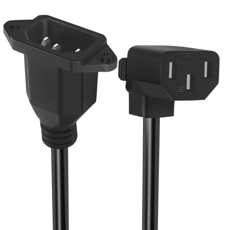 90 Degree Elbowed Power Supply Extension Cable Ultra-Thin Soft 3-Hole Plug C13 to C14Goods in stock