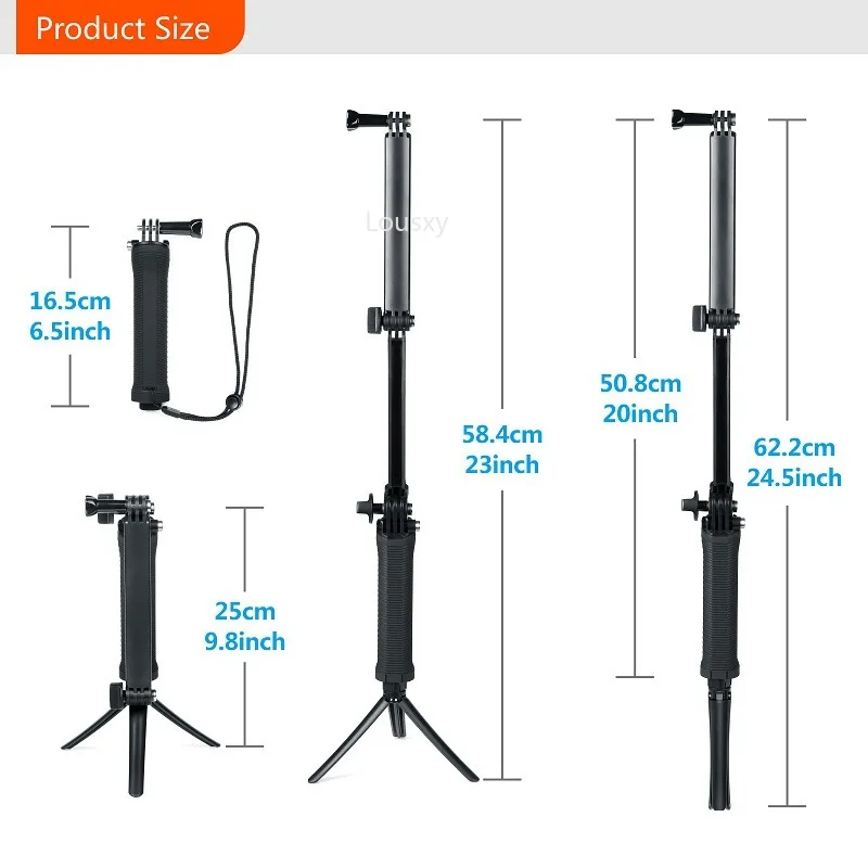 Grip Waterproof Monopod Selfie Stick Tripod Stand for GoPro Hero 11 10 9 8 7 Xiaomi Yi 4K SJCAM EKEN DJI OSMO Go Pro Accessories