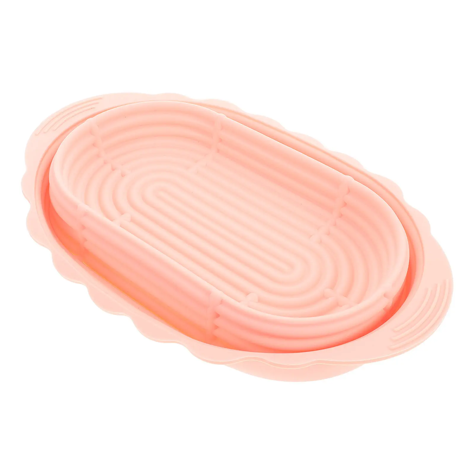 Pink Foldable Silicone Oval Bread Proofing Basket Large Capacity Heat Resistant Dough Rising Banneton Sourdough Bread Tool