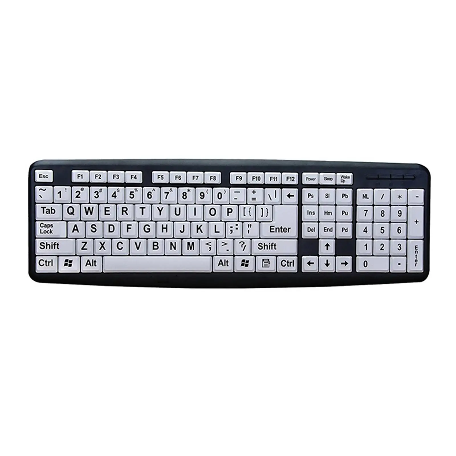 Large Print Computer Keyboard, Letter, with White Keys, High Contrast, Makes Type Easy, Full Size for Visual Assistance Senior