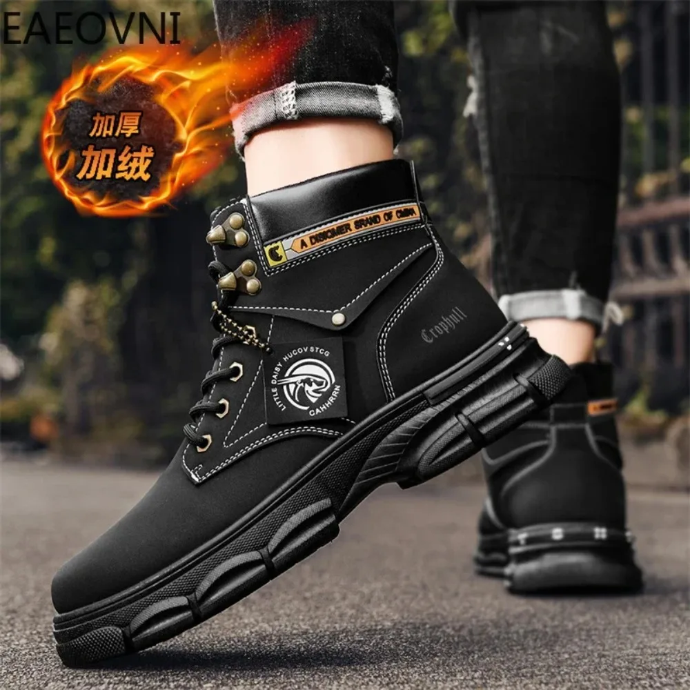 الرجال دراجة نارية الأحذية الدفء المضادة للانزلاق رجل الثلوج التمهيد مقاومة للاهتراء خفيفة الوزن المشي لمسافات طويلة حذاء رجل منخفضة القمم الكلاسيكية الساخن بيع
