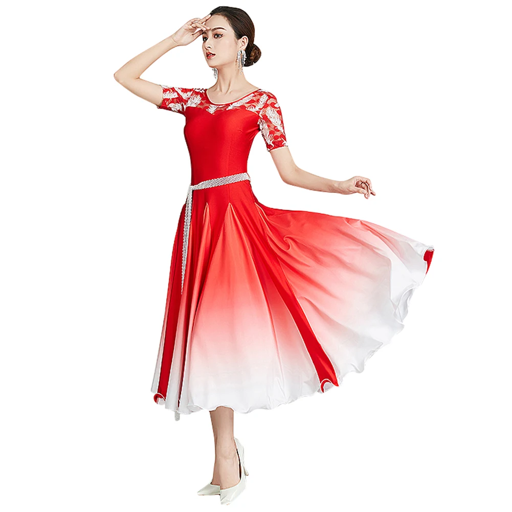 Waltz Ballroom Competition Dress Standard Dance Performance Flamenco Costumes Women Gradient High End Evening Party Gown