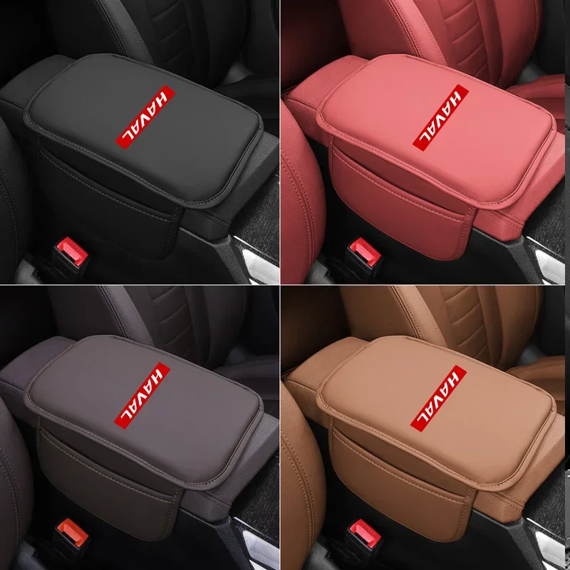 Car Armrest Box Height Pad Leather Armrest Cushion with Pocket Central Elbow Support For Haval H6 H7 H9 M6 F7X Jolion Great Wall