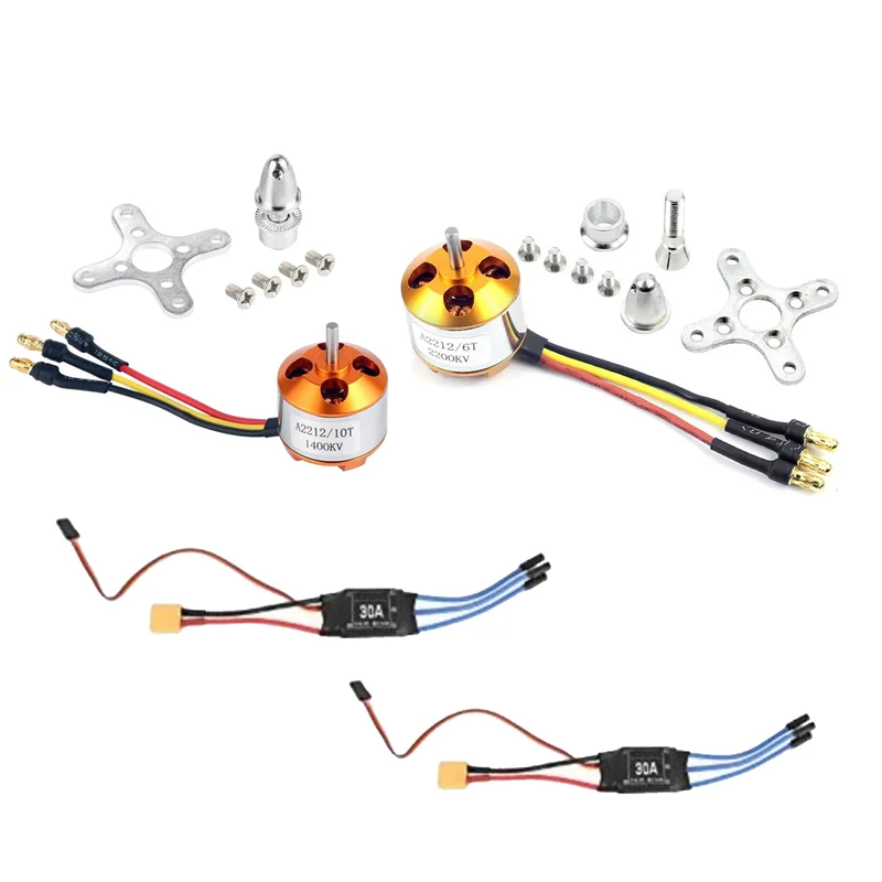 A30F-2Pack 2212 1400Kv/2200Kv محرك خارجي بدون فرشاة مع جبل 10T/6T + 30A XT60 ESC لطائرات Rc كوادكوبتر UFO سهلنا