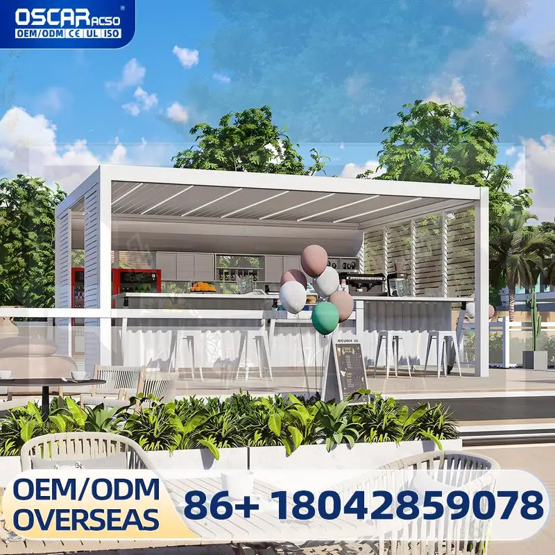 

Automatic Retractable Outdoor Awning with Modern LED Light Design Waterproof PVC Fabric Aluminum Skylight for Ceiling Pergola