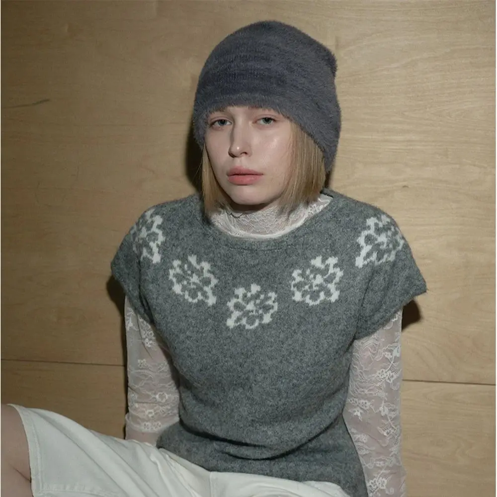 Women's Winter Striped Knitting Hat Unisex Ear Protection Retro Warm Cap Korean Version Big Head Wrap Hats Clothing Accessories view 2