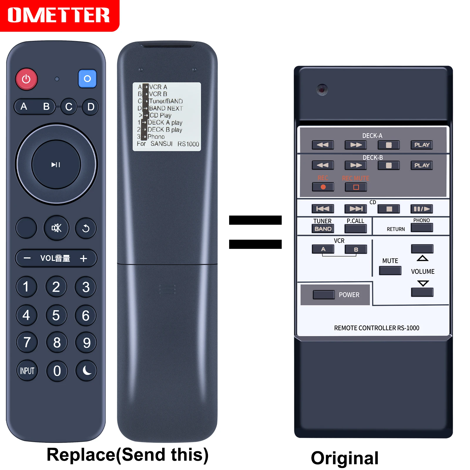 New Replacement Remote Control For Sansui RS-1000, RTRS1000, RS1000