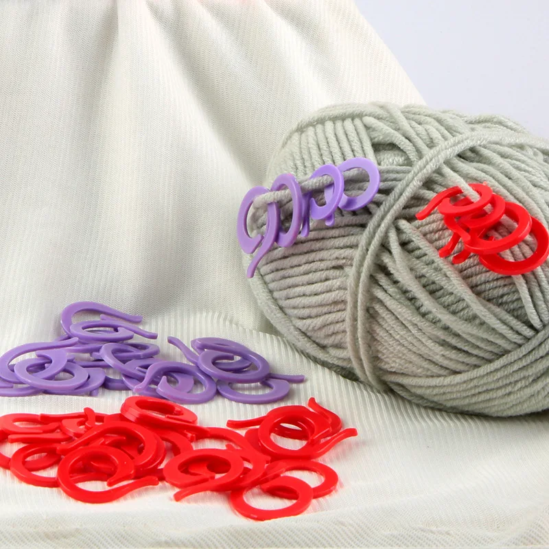 Mini Knitting Needle Holder Clip Craft Crochet Locking Stitch Markers Plastic Hooks Mix Colors 2 Sizes High-Quality