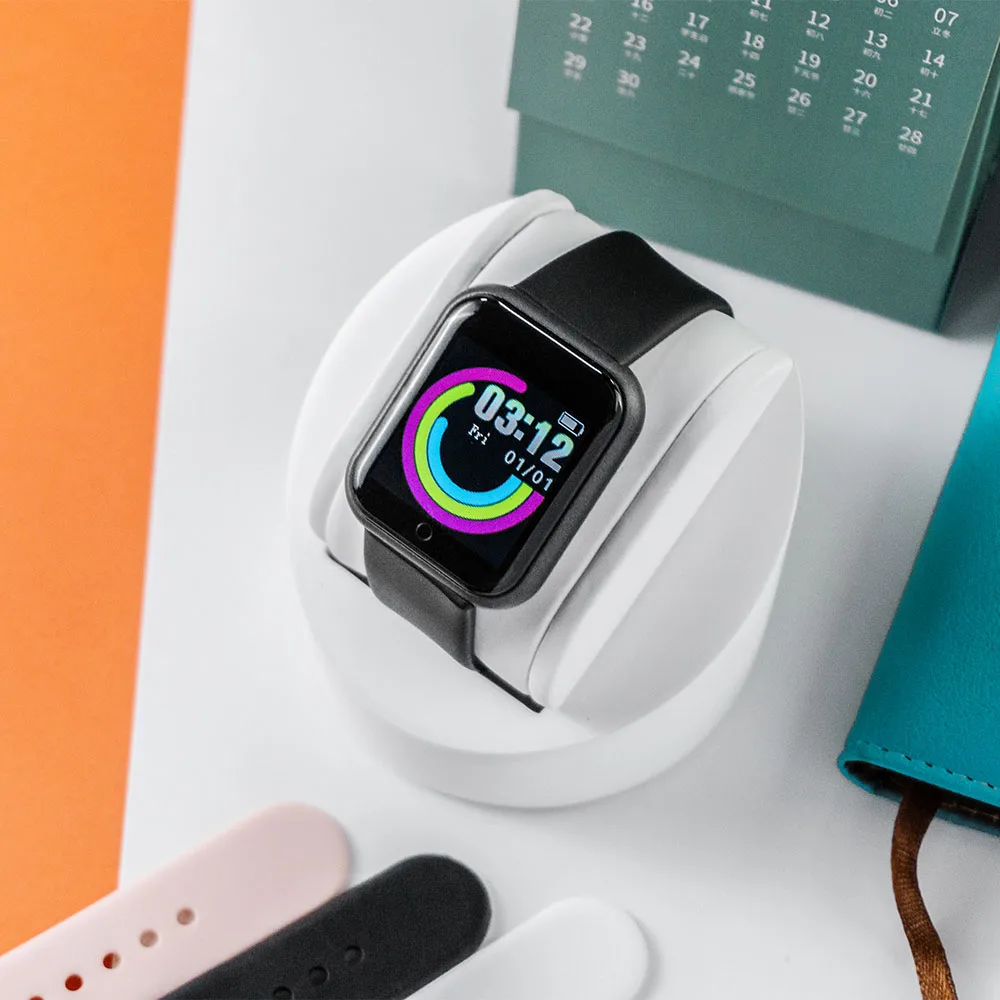 IcreativeY68-reloj inteligente D20 para hombre y mujer, accesorio de pulsera deportivo con control del ritmo cardíaco, compatible con Bluetooth, compatible con Android e IOS