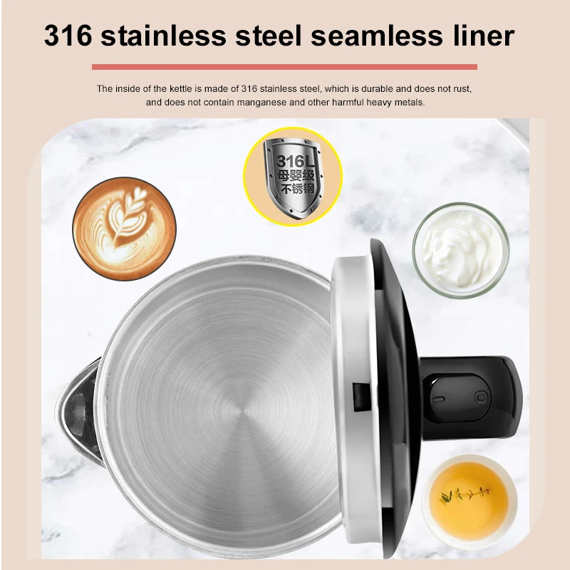 غلاية كهربائية من GELAIBO، سكن منزلي، 316 من الفولاذ المقاوم للصدأ، سعة مدمجة، صغيرة ومريحة