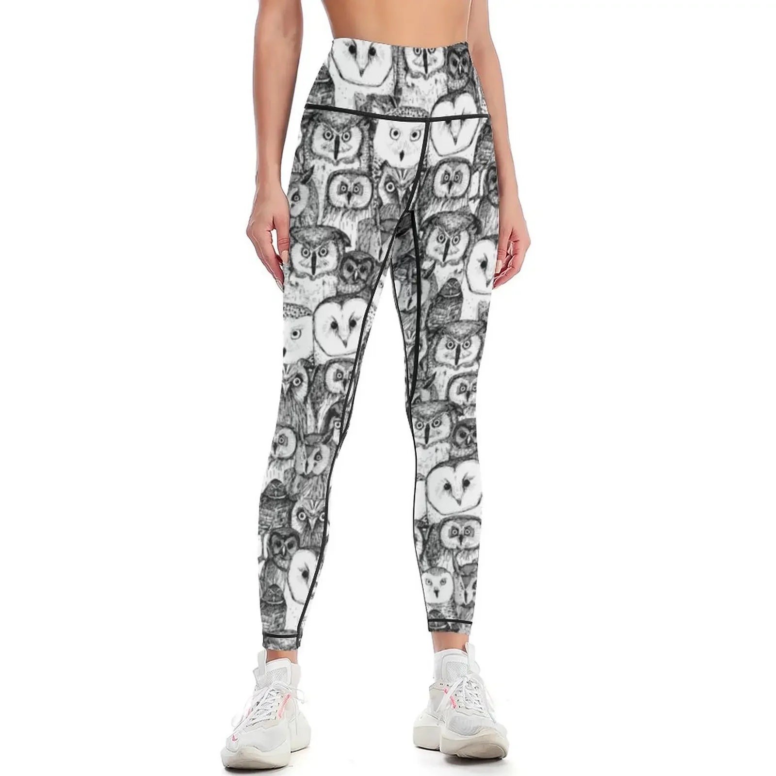 

just owls black white Leggings Women's gym jogging pants sportswear gym Women's pants Womens Leggings