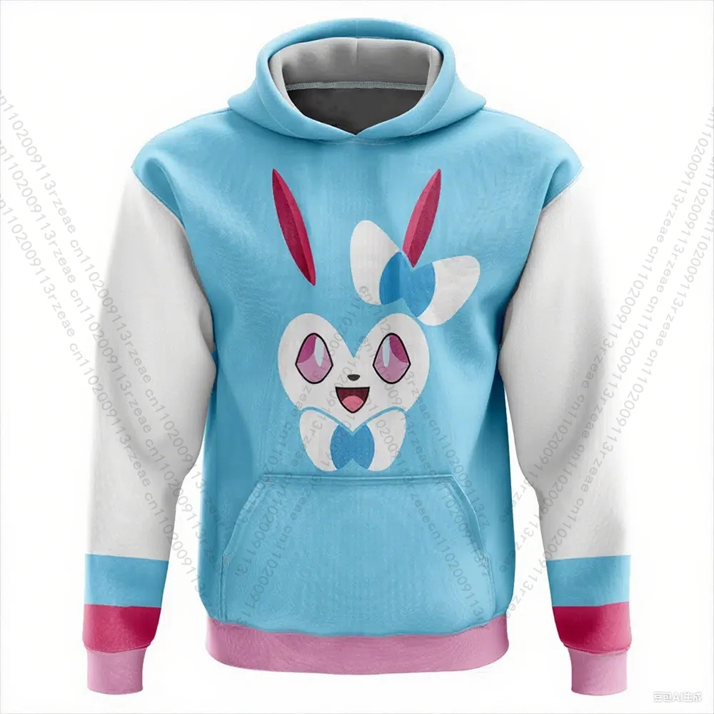 Anime pokemon brilhante sylveon padrão hoodie masculino y2k cosplay traje impressão terno de ginásio casual esportes dos desenhos animados pulôver camisolas
