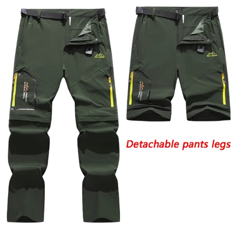 Imagen 2 del producto Pantalones de secado rápido para exteriores para hombre, pantalones deportivos con piernas desmontables, ligeros y transpirables, pantalones elásticos informales para senderismo y viajes
