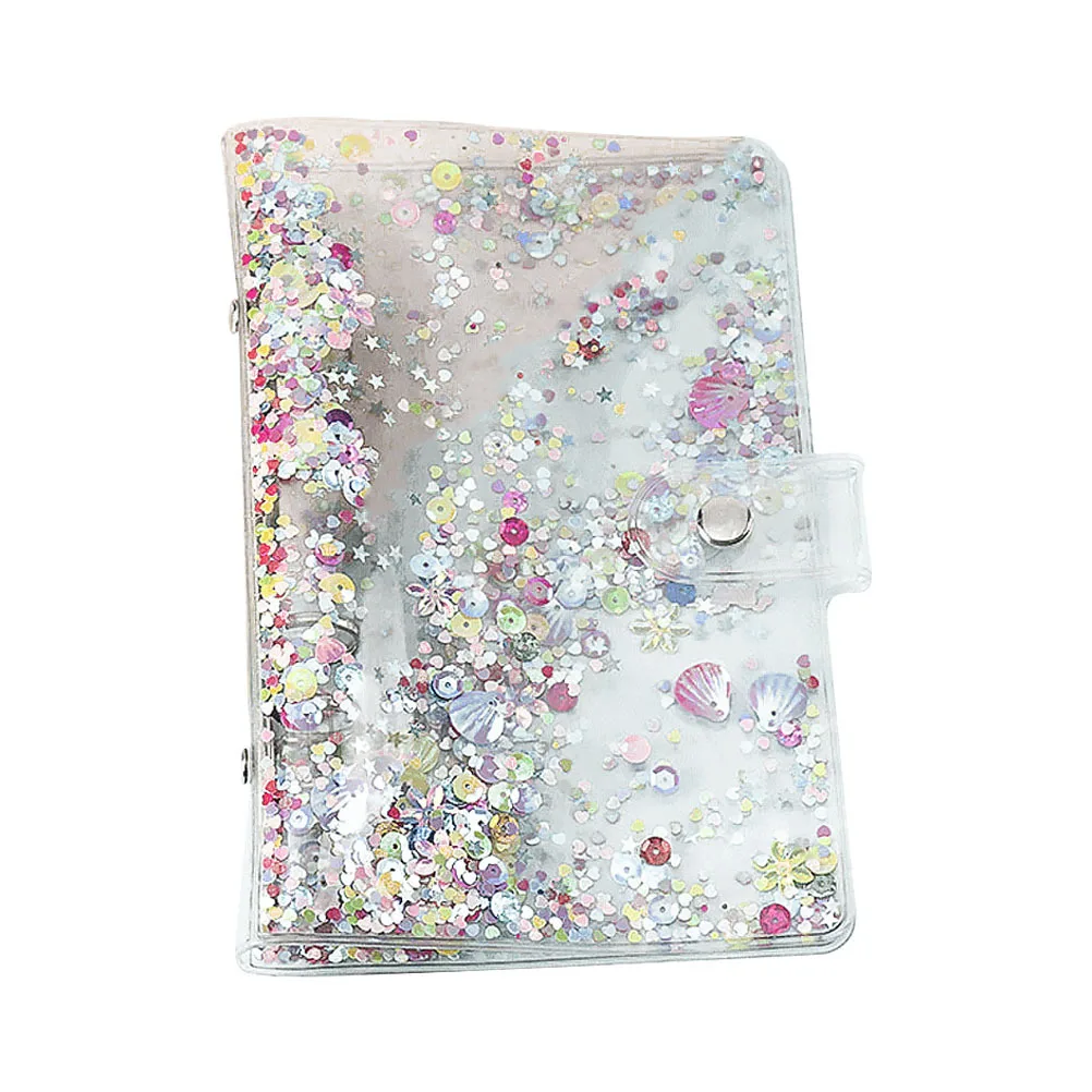 

Loose-Leaf Notebook Shell Premium Pvc Binder Planner Cover Shiny Sequin Notepad Protector For School Office Replaceable