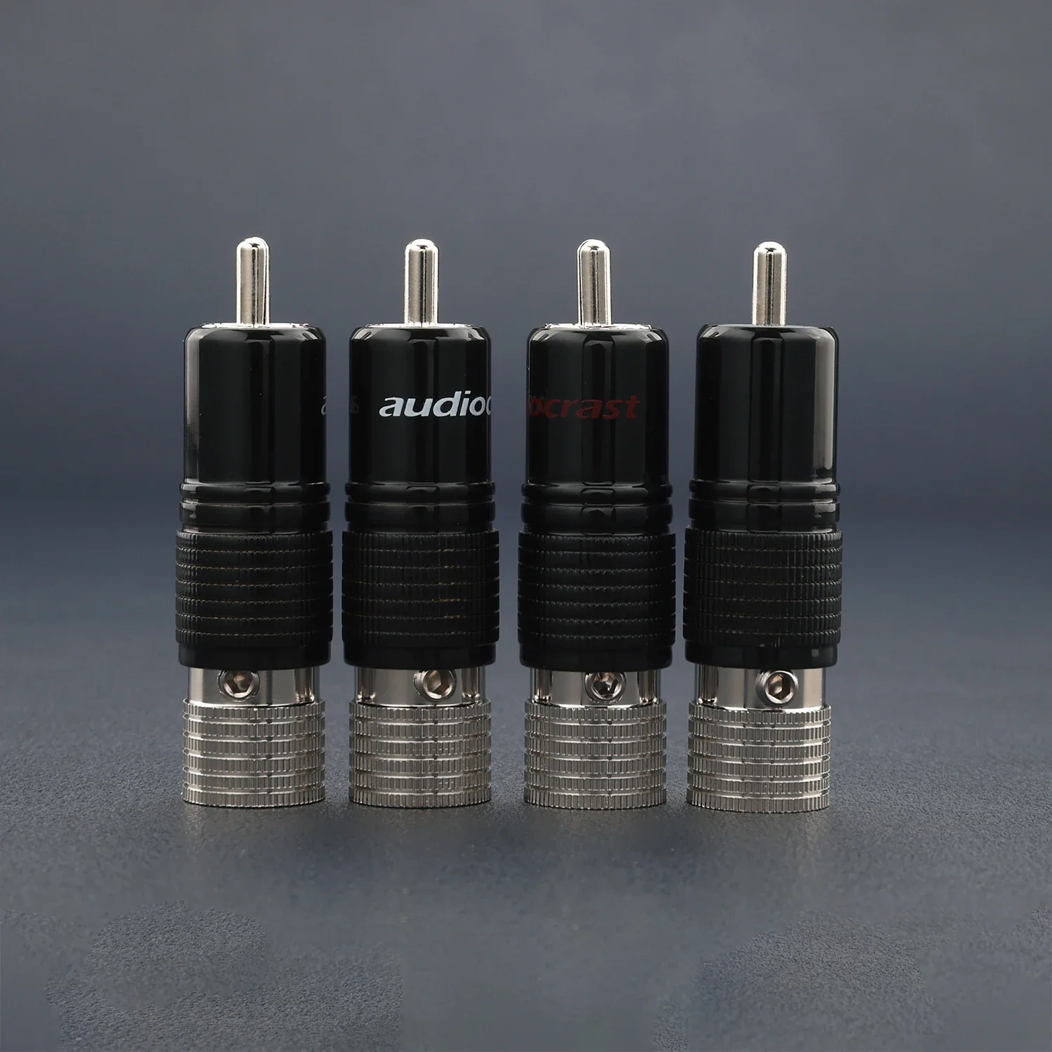 HiFi Audiophile Audiocrast Rhodium Plated Brass RCA Male Connector Solder Free Dual Screw Lock DIY Audio Plug 4/8Pcs for Amp DAC