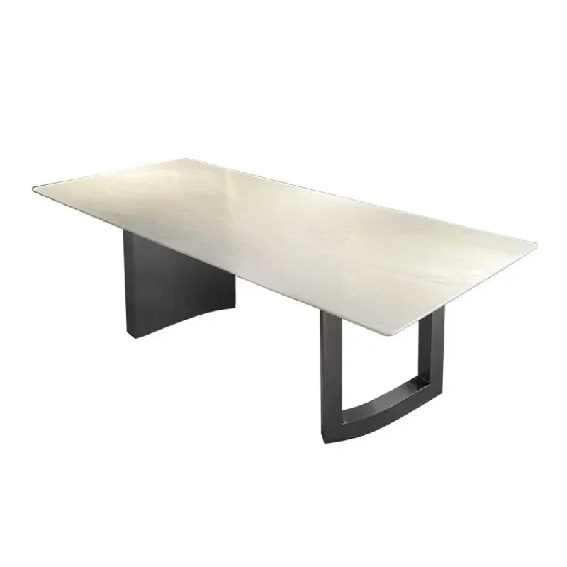 QQMilan White Jade Dining Table Natural Luxury Stone Marble High-end Rectangular Light Luxury Dining Table0294