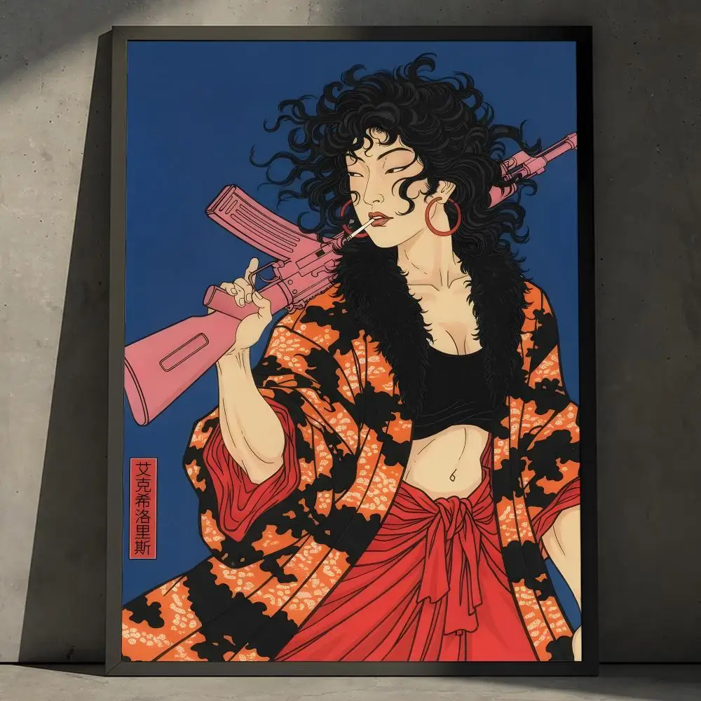Ukiyoe ExSiloris Dark Japanisches Kunstposter, abnehmbares PP-Dekorationsposter, wasserabweisender Druck, für Wohnung, Wohnheim, Büro, Café, Geschenk – Detail 7