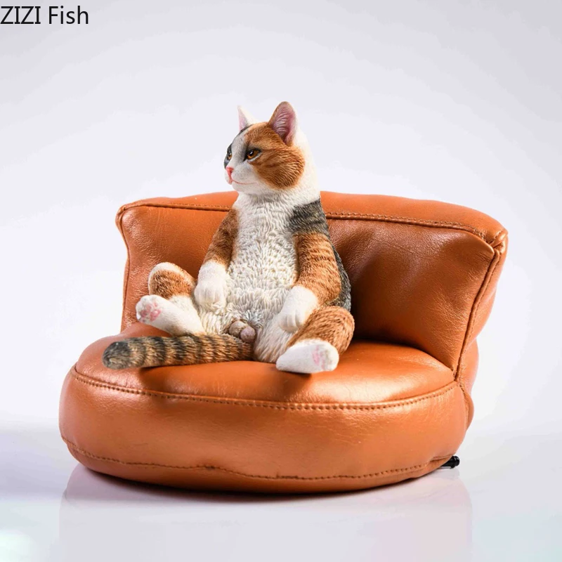 Simulated Cat Sculpture Model Animal Ornaments Sofa Cat Statue Miniatures Desktop Display Birthday Present Decoration Crafts