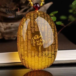 Worship Buddha Heart Sutra Lotus Thousand-hand Avalokitesvara Amber Beeswax Pendant Natural High-grade Exquisite Fashion Jewelry