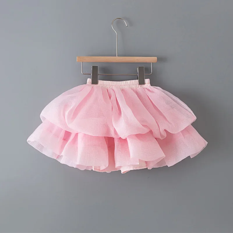 Girls' Skirt Summer 2025 Cute Ballerina Party Layered Ball Gown Princess Short Skirt for Kids School Children Dance Tutu Skirt