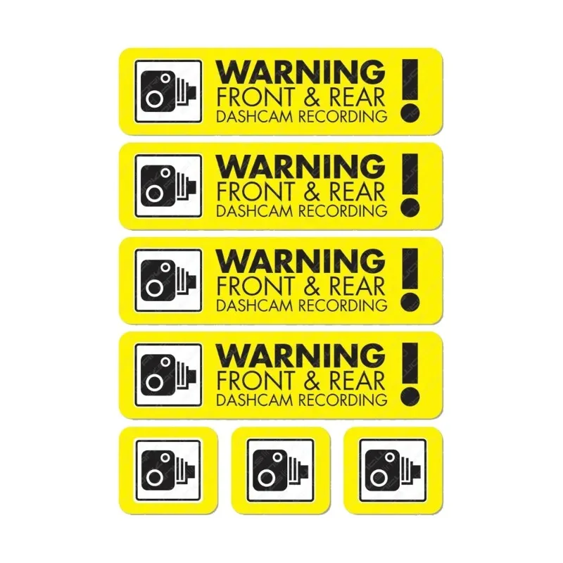 Pack of 7 ash Cam Recording Stickers CCTV In Car Video Camera Decal Sticker PRINTED 13cmX3.5cm PVC KK