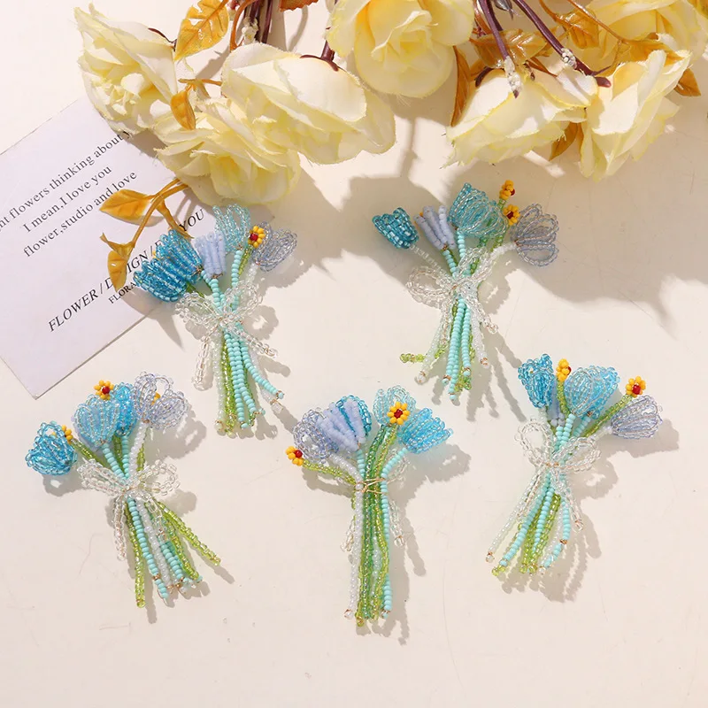 Shoe Clips 1pc Blue Tulip Bouquet Beach Summer Sandal Decor Crystal Clear DIY Clog Accessory Waterproof Lightweight