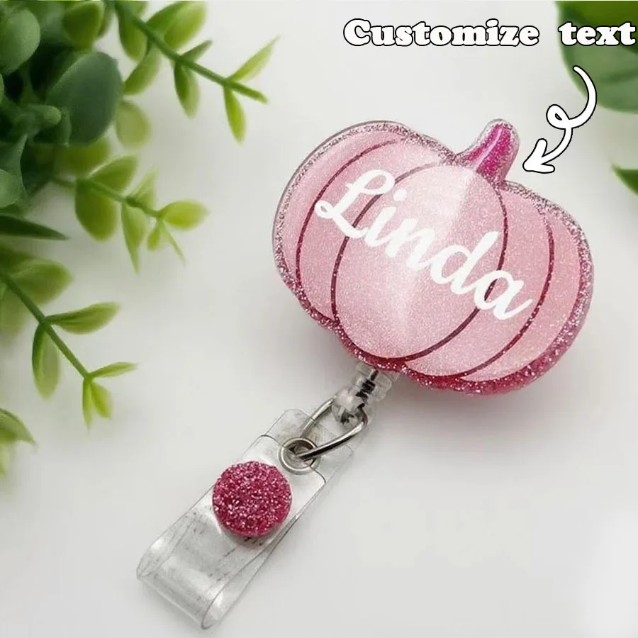 Pink Pumpkin Badge Reel | Fall Badge Reel | Glitter Badge Reel | Cute Badge Reel | Nurse Gift | CNA Gift |