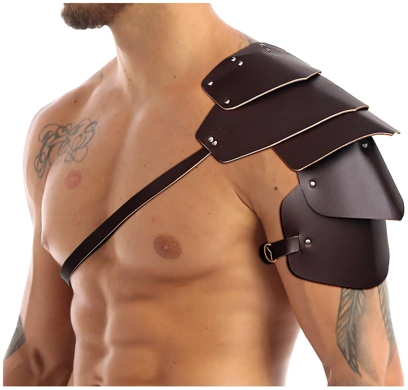 

Средневековые Ретро Многослойные Кожаные шипованные плечи фотоармированный костюм на плечо для Хэллоуина