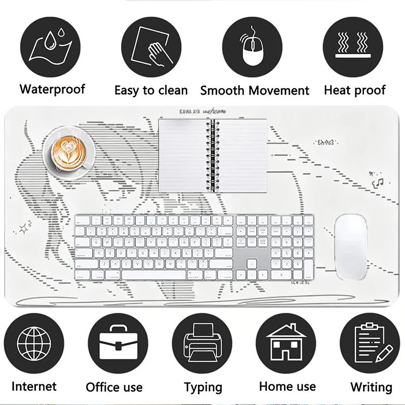 1Pcs Leather Mouse Pad Anime Angel Girl Y2k Kawaii Large Computer Keyboard HD Leather Desk Mat Cute Gaming Office XXL Mousepad view 3