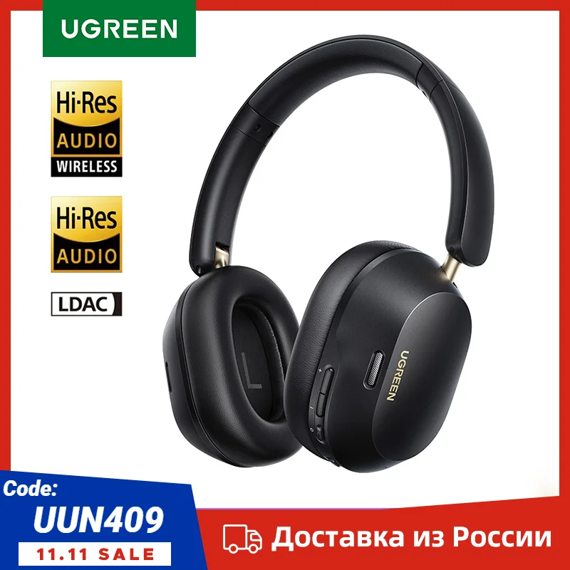 UGREEN Max5c Wireless Bluetooth Headphones 43dB Hybrid Active Noise Cancellation Hi-Res LDAC 75H Spatial Audio Earbuds Headset