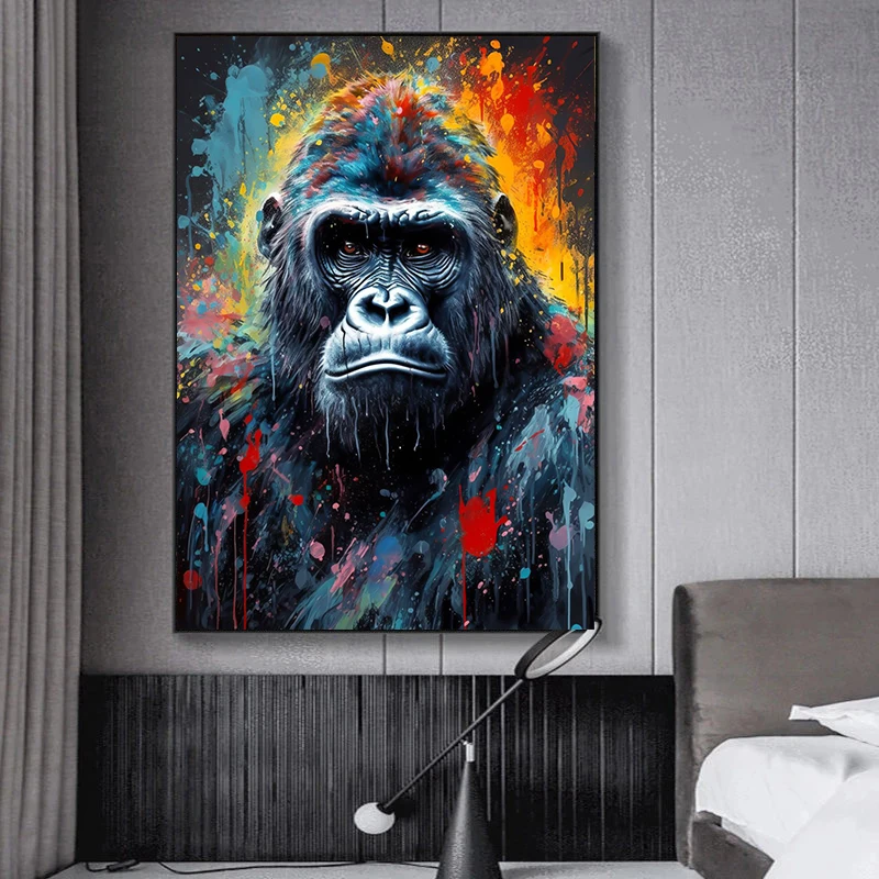 Lion Tiger Animal Portrait Poster Print Monkey Giraffe Canvas Painting Abstract Graffiti Wall Art Picture Living Room Home Decor