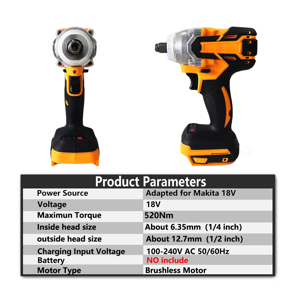 18V Cordless Brushless Electric Wrench Impact wrench brushless 520N.m Hand Drill DIY Tool for Makita Battery electric wrench 18v