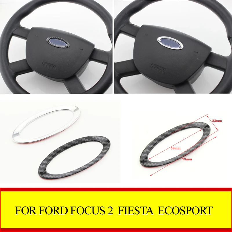 Para ford focus 2 fiesta ecosport abs carro cromo volante do carro decoração anel guarnição adesivo acessórios