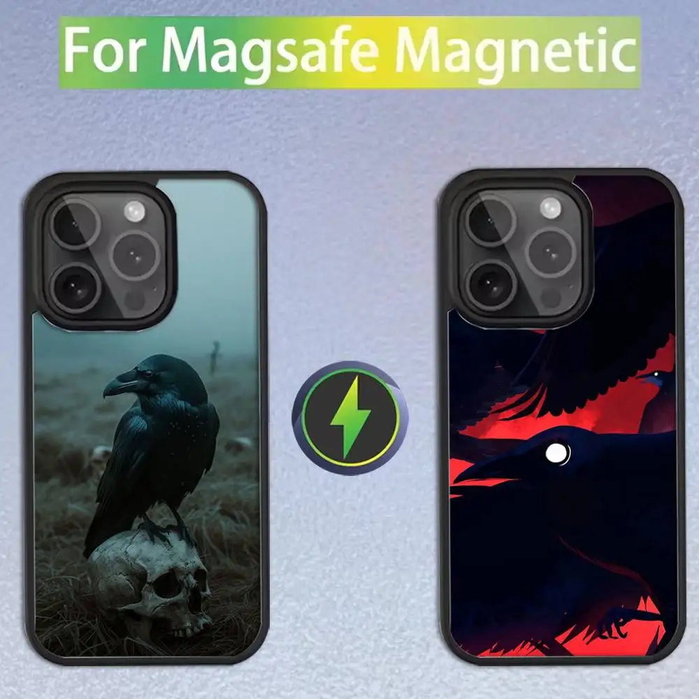 

Чехол для телефона Animal Crow для iPhone 16,15,14,13,12,11, Pro, Max, Plus, Mini, SE Magsafe с магнитной беспроводной зарядкой