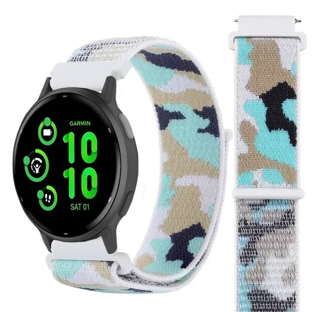 20/22mm Nylon Loop Band For Garmin Forerunner 55 165 965 265 255 Camouflage Bracelet For Garmin Venu 3 2/Active 5/Vivoactive 5 4