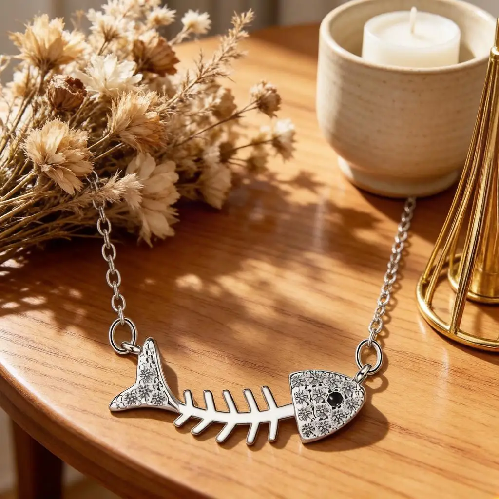 Stylish 925 Sterling Silver Fish Bone Shape Crystal Zircon Clavicle Chain Necklaces for Women Wedding Party Fashion Jewelry Gift
