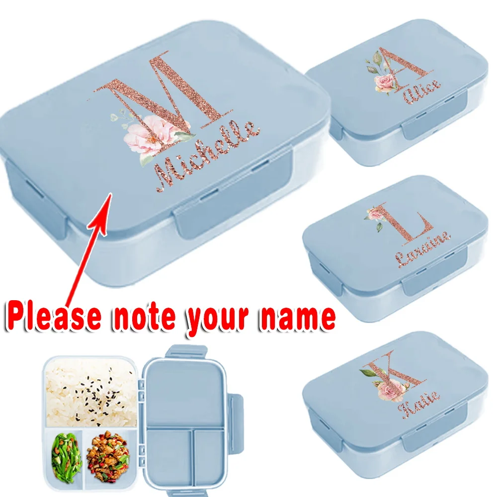 

Customized Name Leakproof Bento Box Organizer Portable with Lid Personalized DIY Lunch Holder Travel Breakfast Storage Container